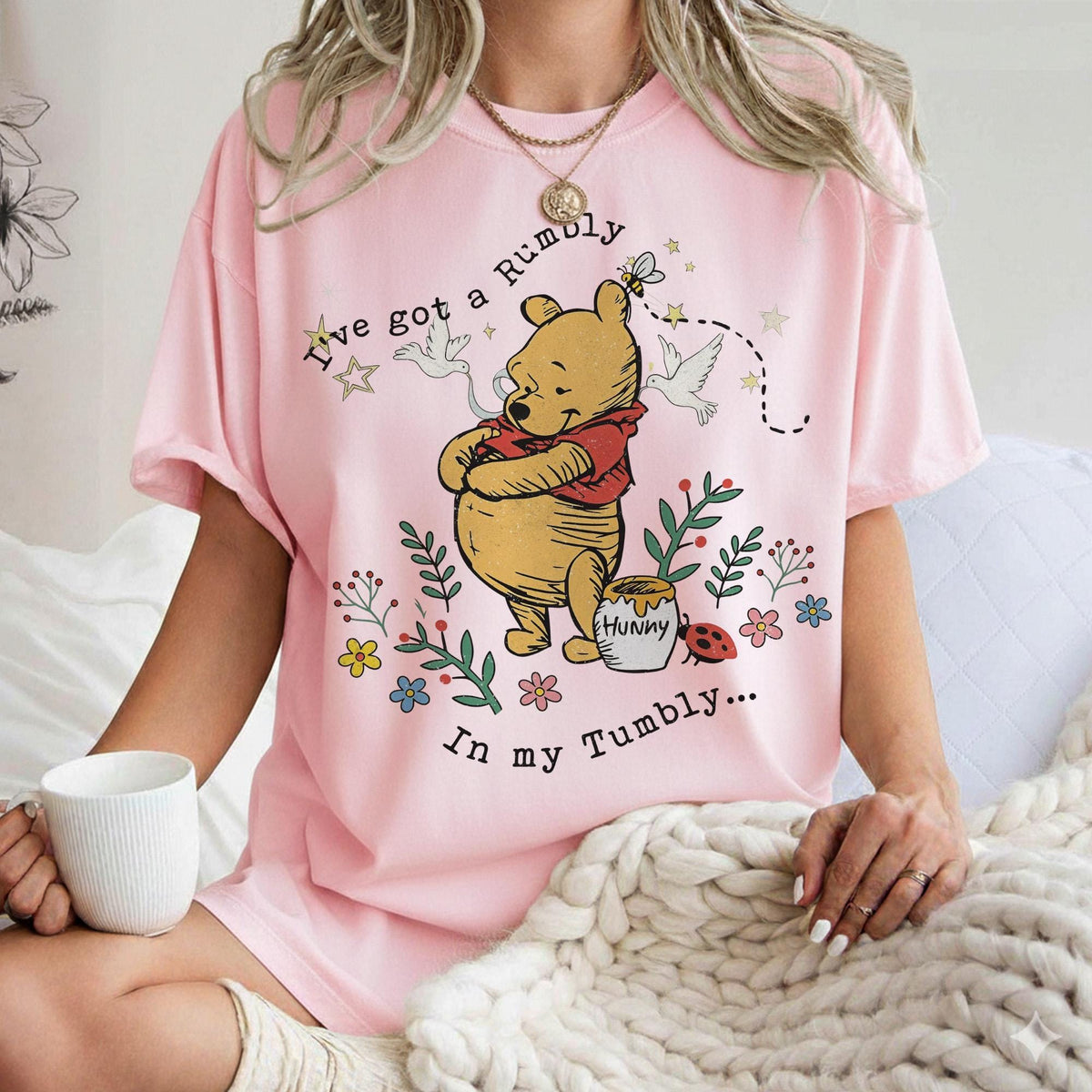 Retro Winnie The Pooh Rumbly Tumbly — Bella+Canvas Tee fan art by Snagva