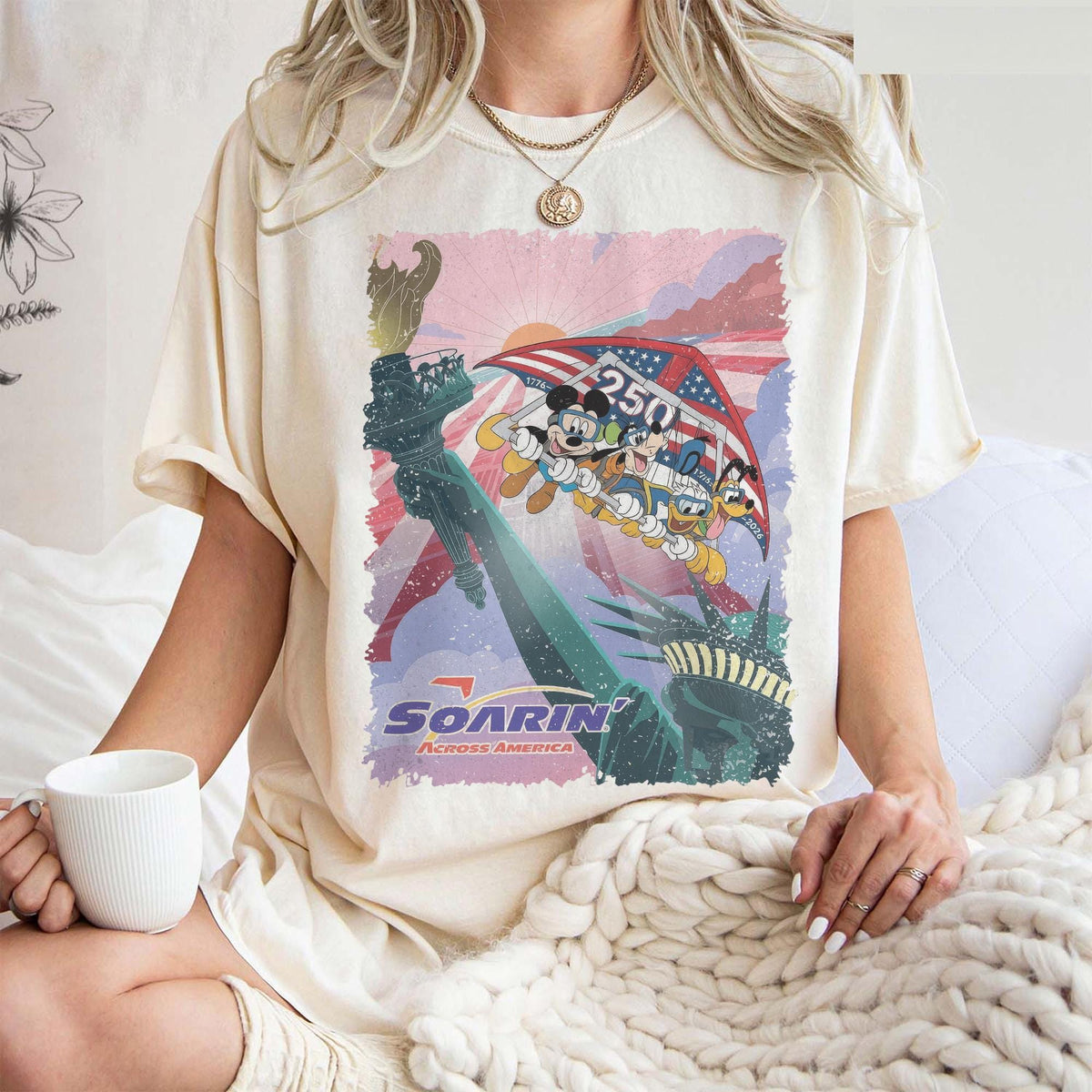 Retro Retro Soarin' Across America Mickey and Friends — Comfort Colors Tee fan art by Snagva