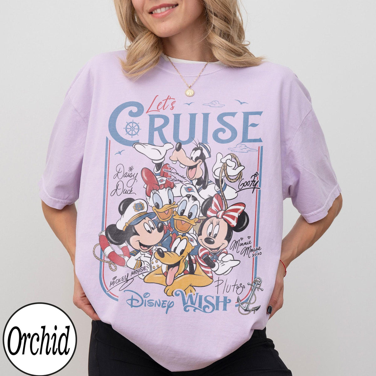 Customize Disney Mickey and Friends Let's Cruise Line — Bella+Canvas Tee fan art by Snagva (2)