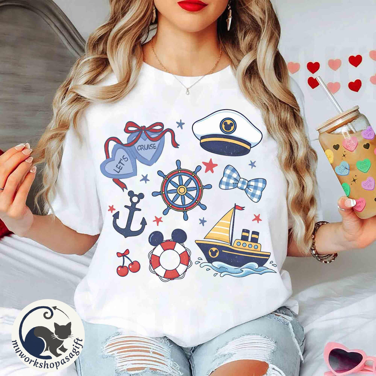 Coquette Bows Disney Cruise Retro — Bella+Canvas Tee fan art by Snagva (3)