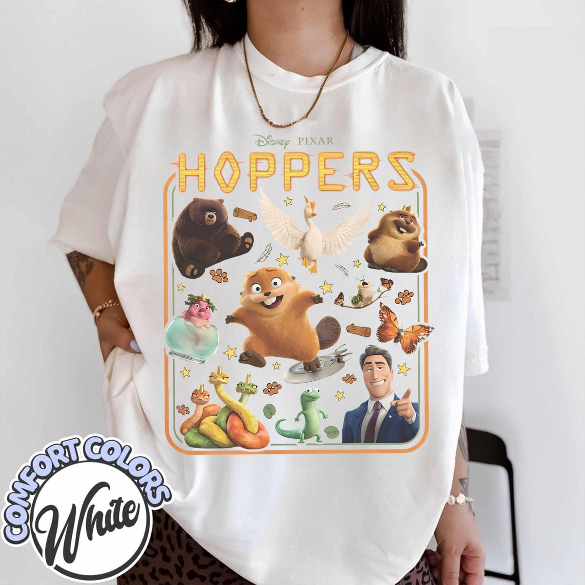 Retro Disney Pixar Hoppers — Bella+Canvas Tee fan art by Snagva