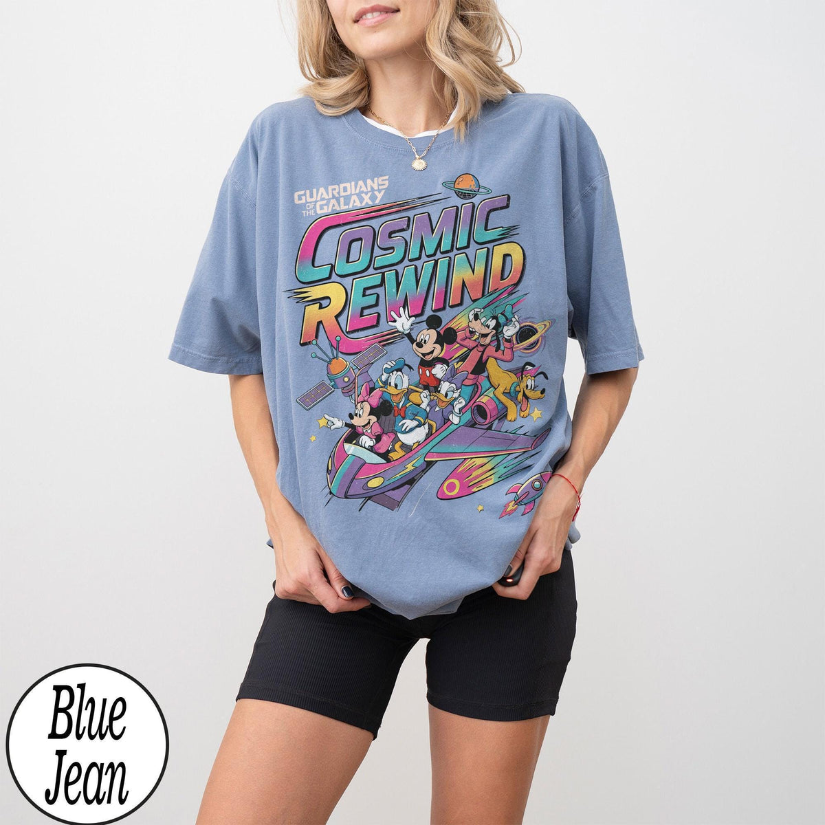 Retro 80s Guardians Cosmic Rewind Mickey Donald Goofy — Bella+Canvas Tee fan art by Snagva (5)