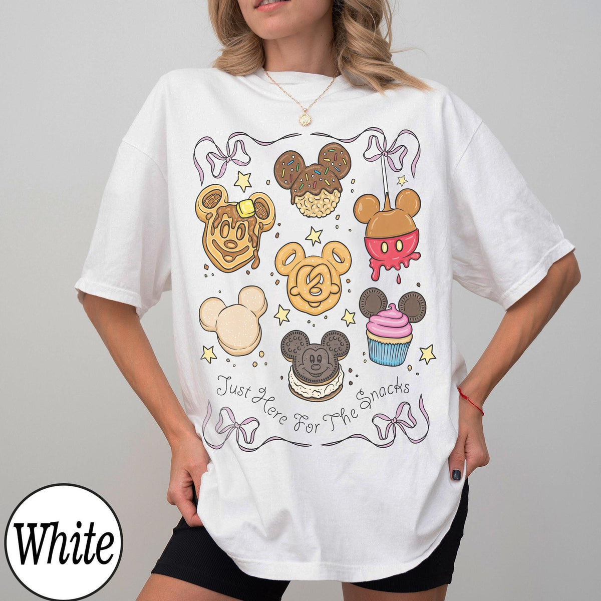 Coquette Bow Disney Just Here For The Snacks — Gildan Sweatshirt fan art by Snagva (3)