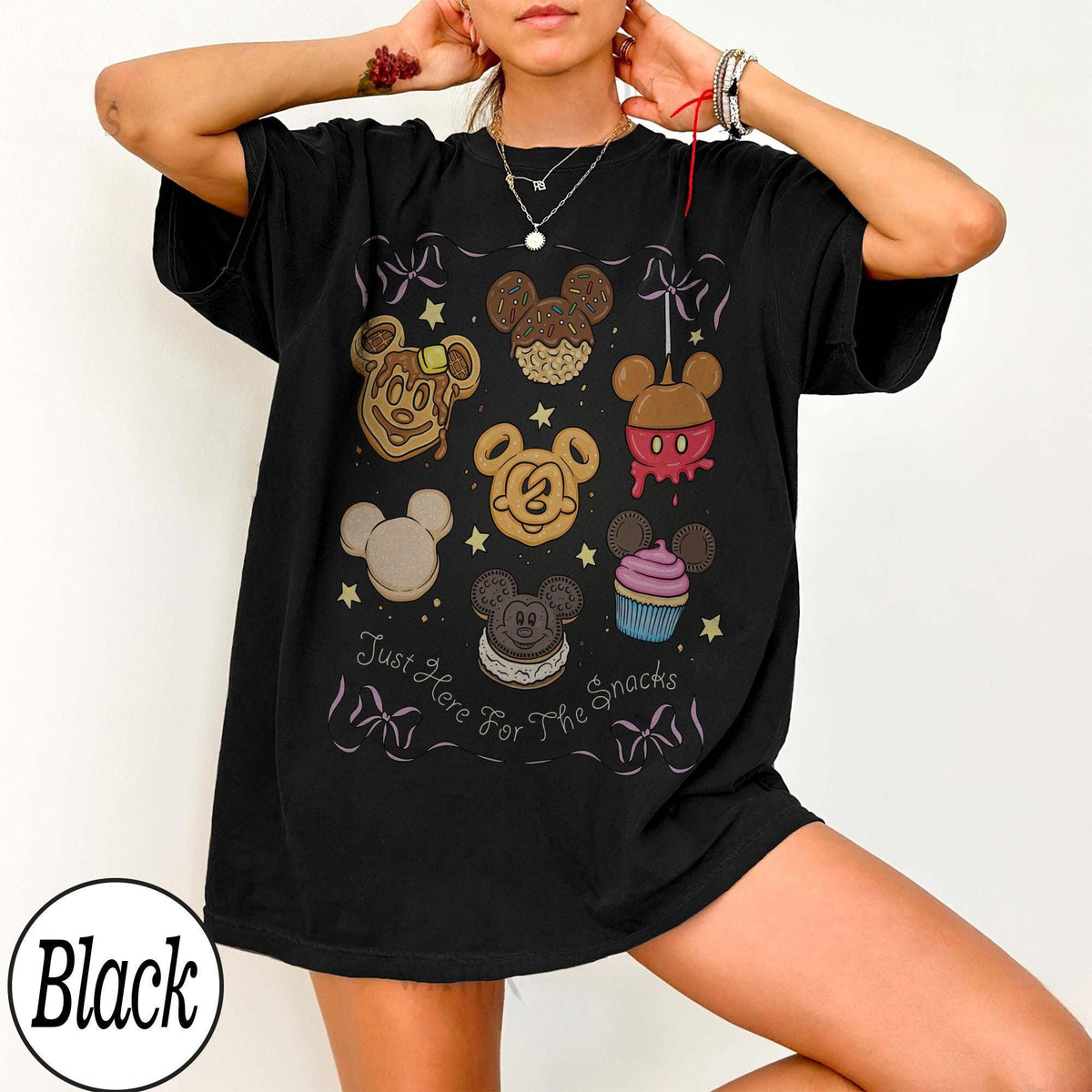 Coquette Bow Disney Just Here For The Snacks — Gildan Hoodie fan art by Snagva (7)