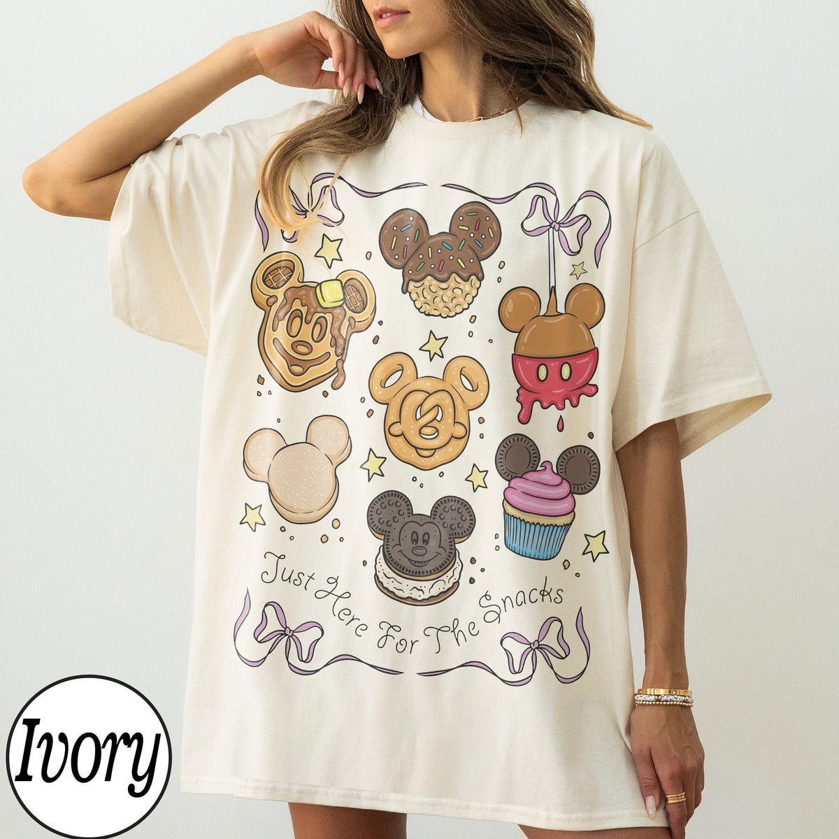 Coquette Bow Disney Just Here For The Snacks — Bella+Canvas Tee fan art by Snagva (8)