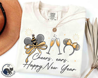 Coquette Bow Mickey Ears Happy New Year — Bella+Canvas Tee fan art by Snagva