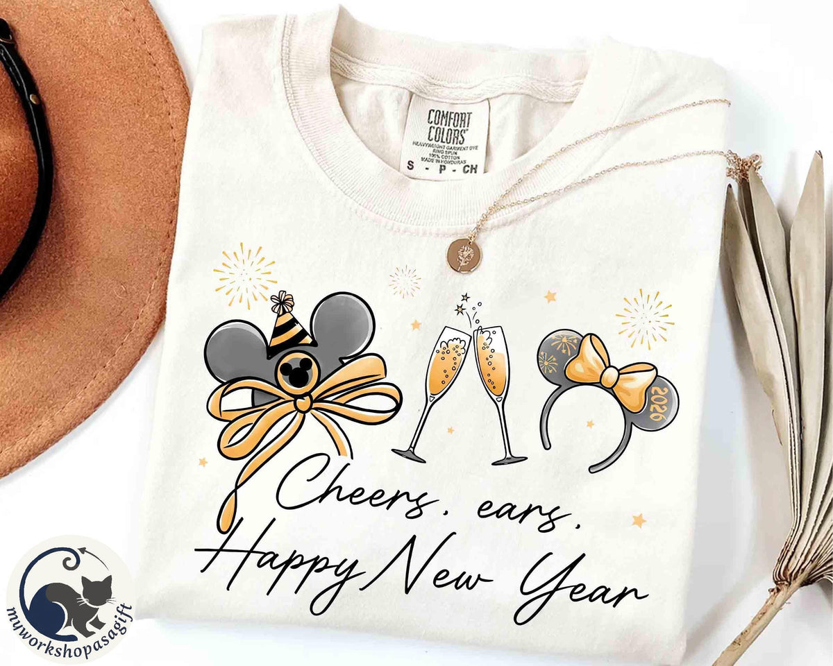 Coquette Bow Mickey Ears Happy New Year — Comfort Colors Tee fan art by Snagva