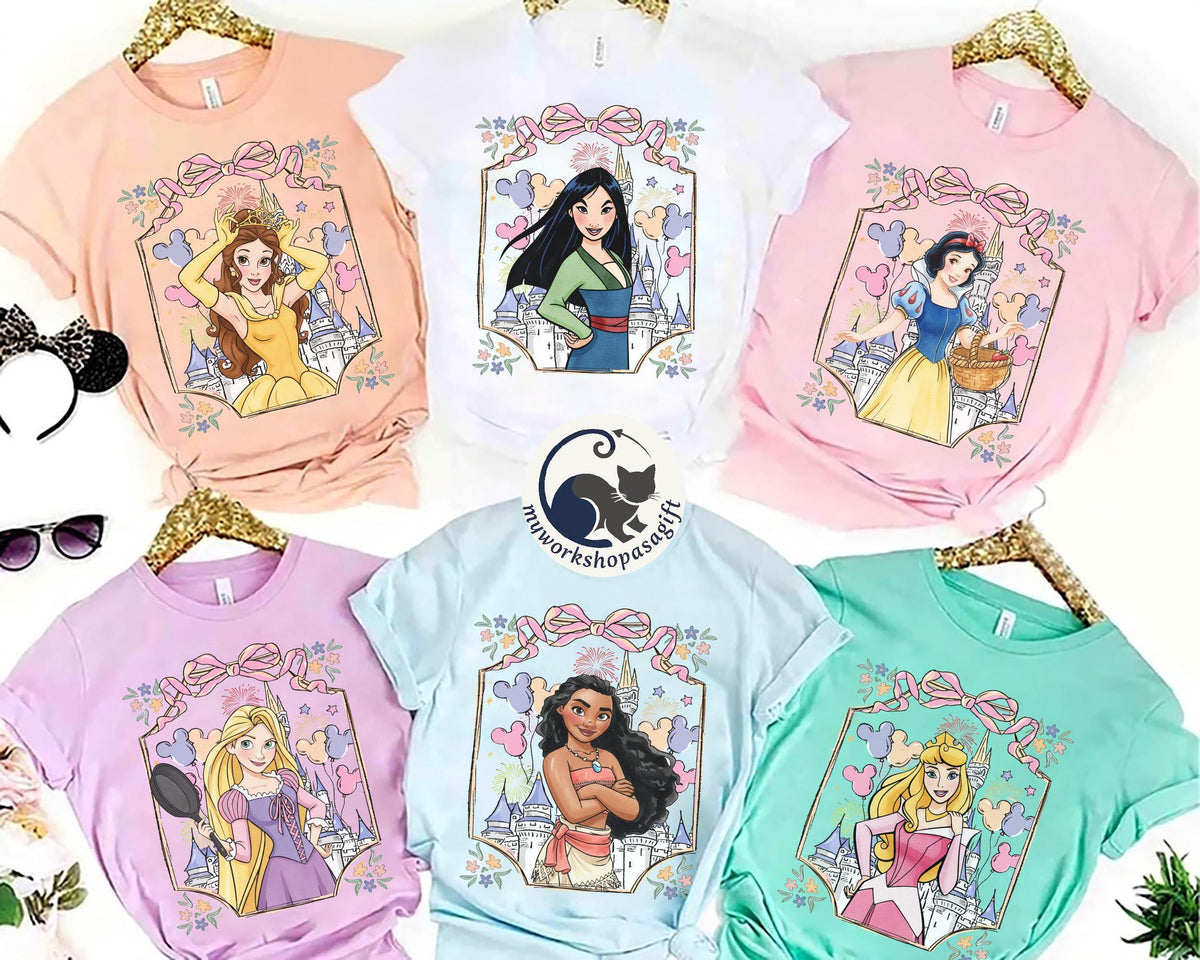 Customized Coquette Bow Disney Princess Castle Comfort Color — Bella+Canvas Tee fan art by Snagva