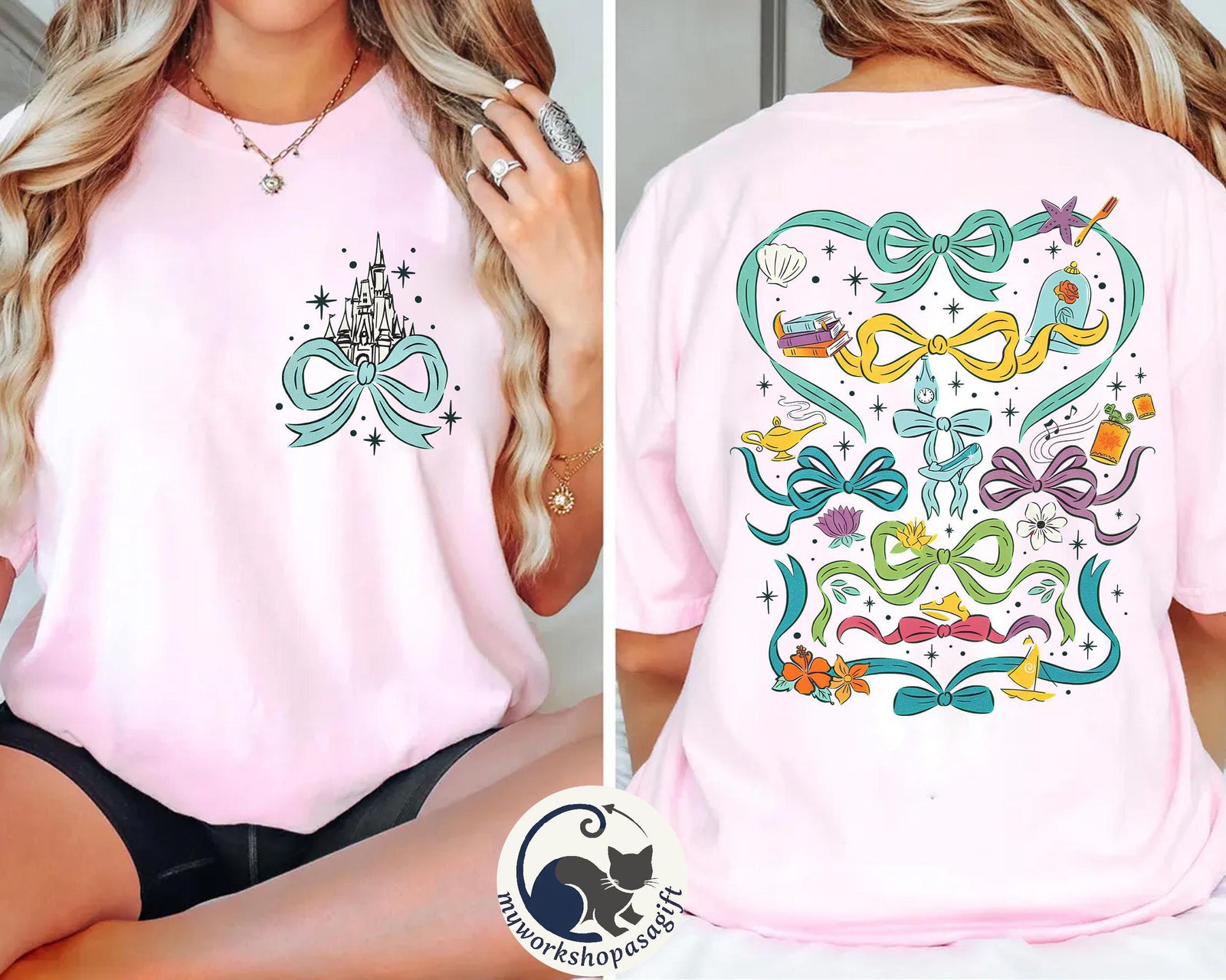 2-Sided Coquette Bows Disney Princess Movie Comfort Color — Gildan Hoodie fan art by Snagva