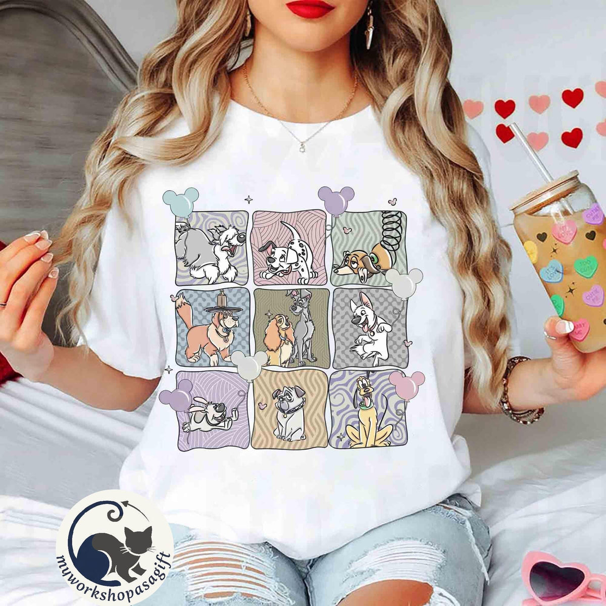 Retro Coquette Disney Dog Characters Group — Gildan Sweatshirt fan art by Snagva (3)
