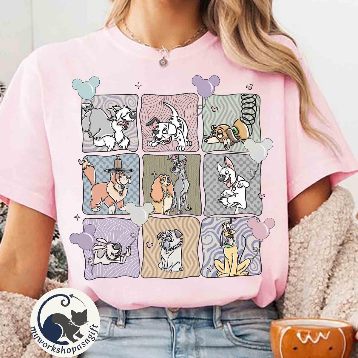 Retro Coquette Disney Dog Characters Group — Comfort Colors Tee fan art by Snagva (4)