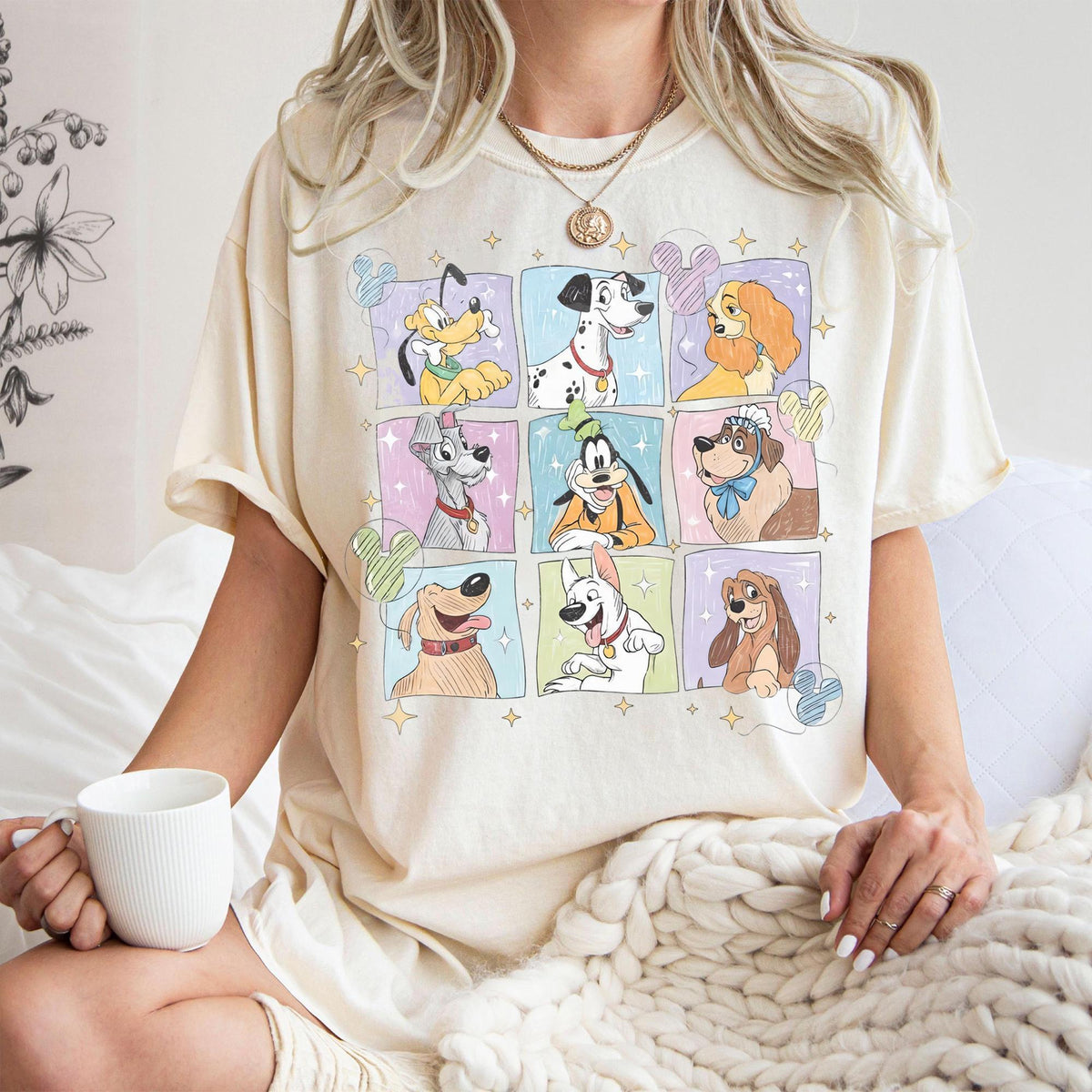 Retro Disney Dogs Characters Sketch — Bella+Canvas Tee fan art by Snagva