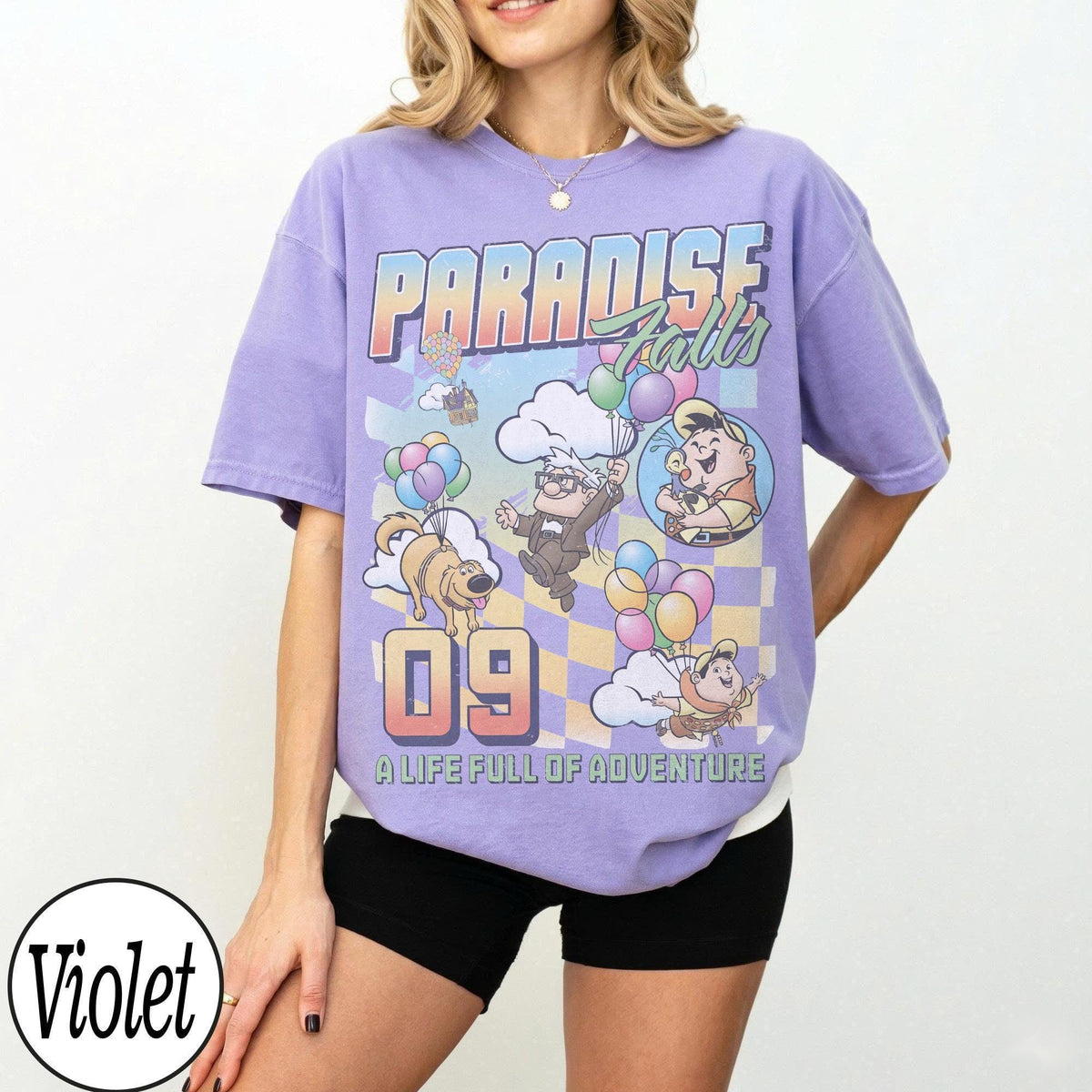Retro Paradise Falls Up Movie — Comfort Colors Tee fan art by Snagva (2)