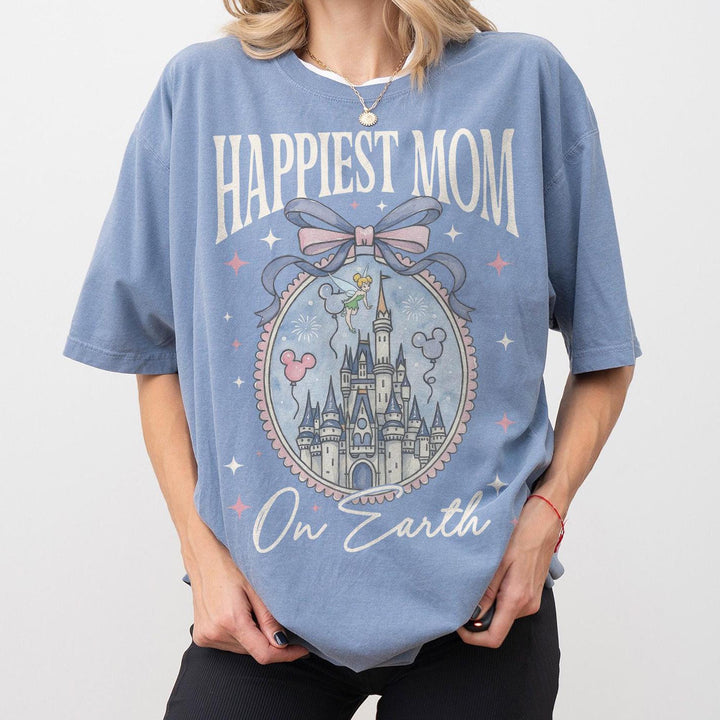 Retro Happiest Mom On Earth Shirt Disney Castle — Bella+Canvas Tee fan art by Snagva