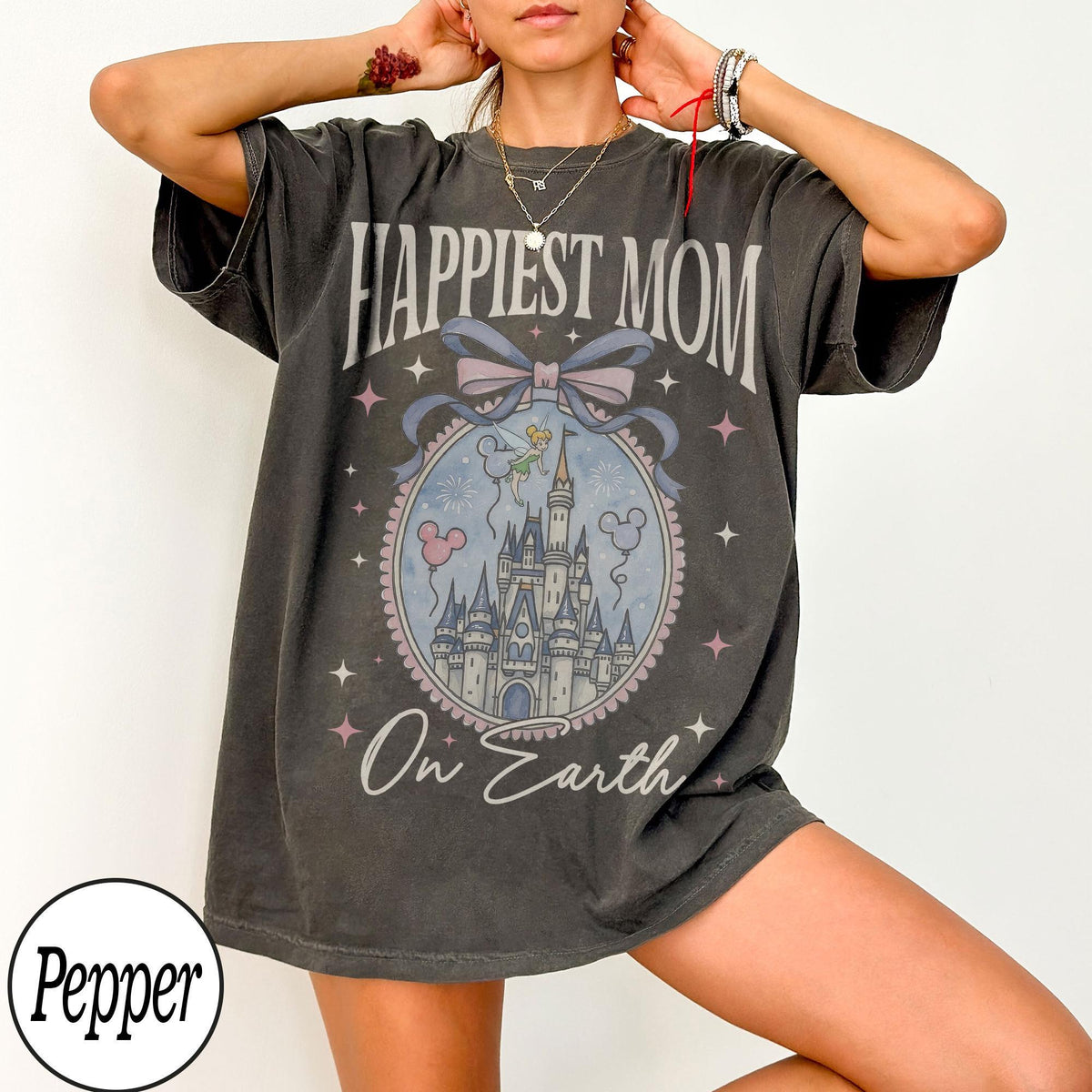 Retro Happiest Mom On Earth Shirt Disney Castle — Gildan Hoodie fan art by Snagva (5)
