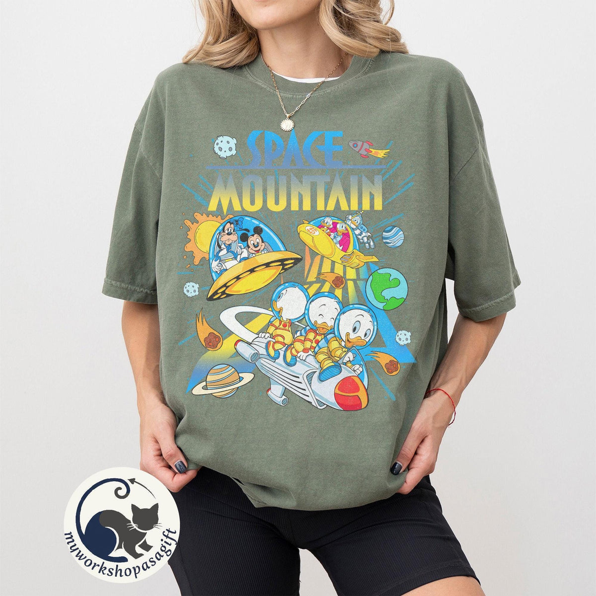 Space Mountain Retro 90s Mickey Friends — Comfort Colors Tee fan art by Snagva (4)