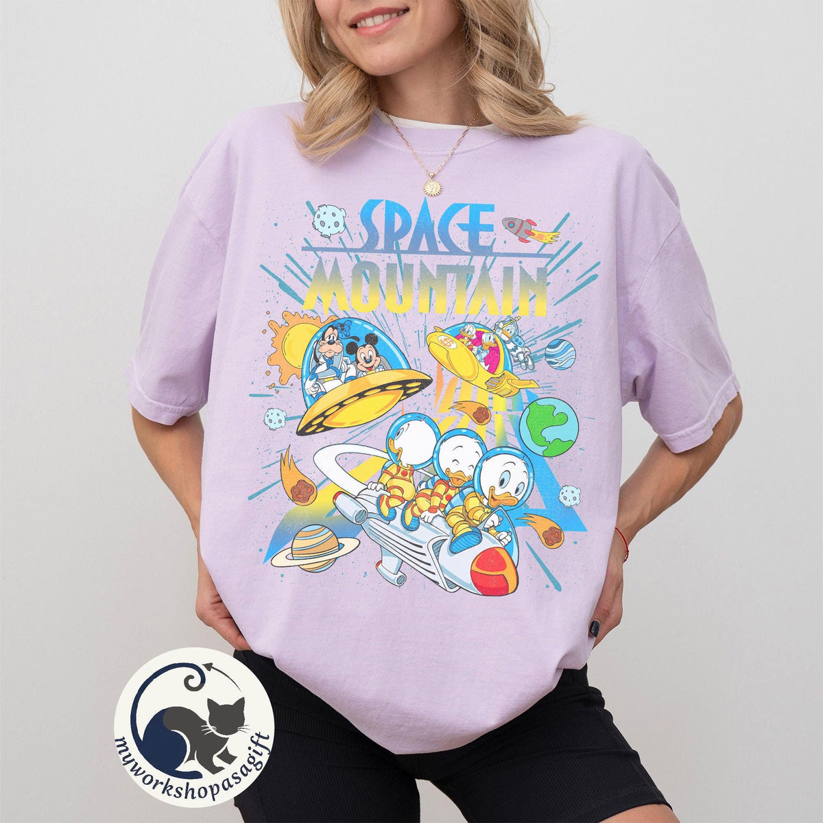 Space Mountain Retro 90s Mickey Friends — Bella+Canvas Tee fan art by Snagva (5)