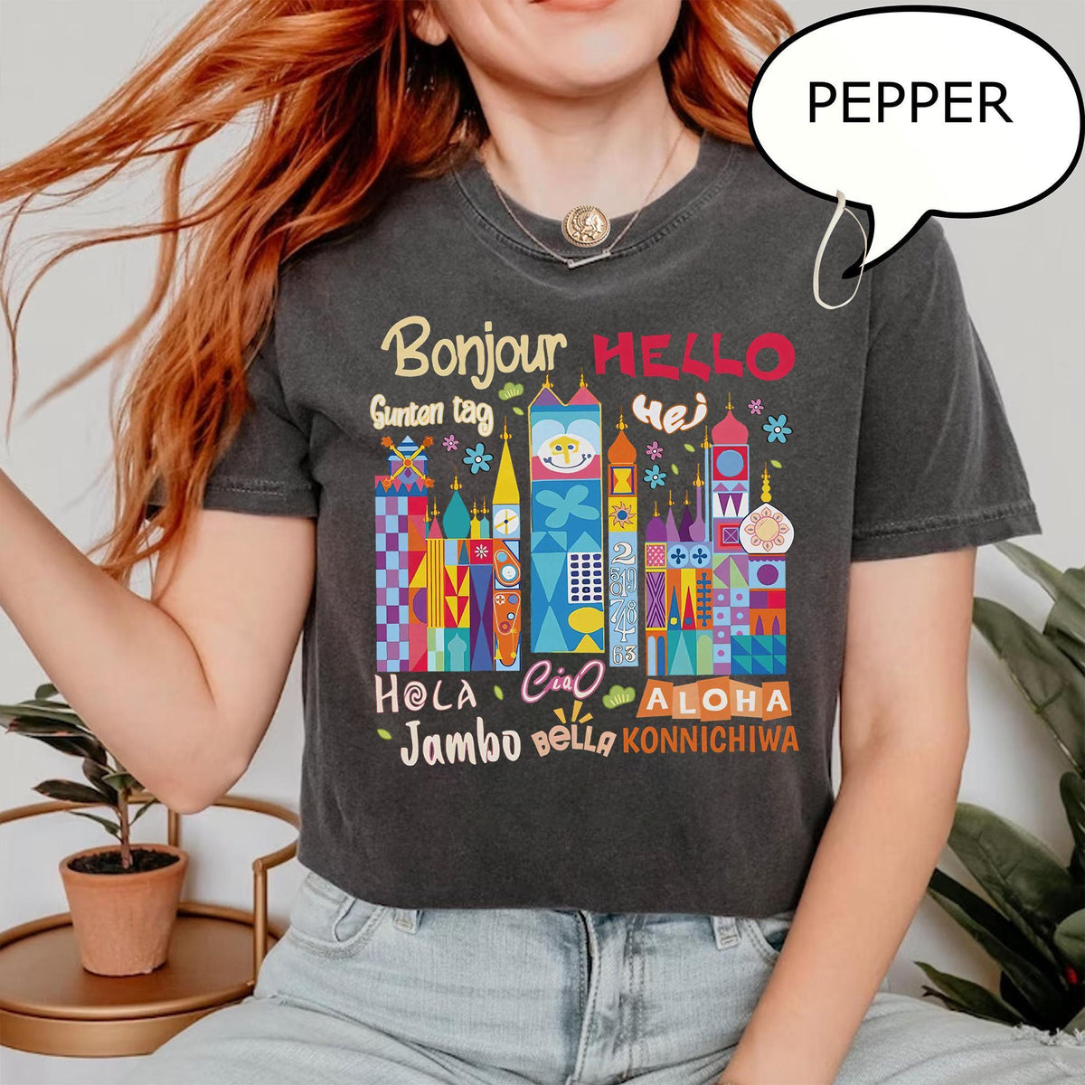 Comfort Color Disney Fantasyland Hello World Language — Gildan Sweatshirt fan art by Snagva