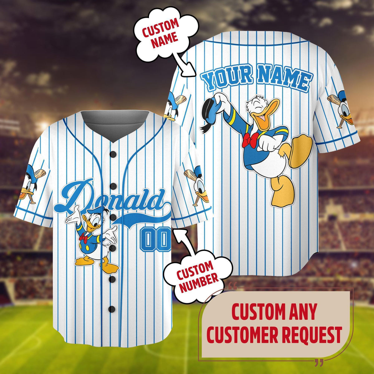 Personalize Disney Mickey & Friends Cute Striped White — Comfort Colors Tee fan art by Snagva (4)