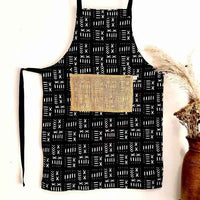 The Mashona, Adjustable, Burlap Pocket, Wax Print Aprons