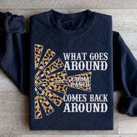 Peach-colored Karma Ranch sweatshirt with cozy fleece lining and adjustable cuffs
