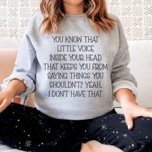 Sport grey Little Voice sweatshirt featuring soft fleece lining and a comfortable casual fit.