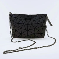 Top angle of the Lumination Holographic Purse displaying its color-shifting holographic material.