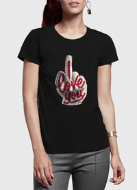 I Love You Half Sleeves Women Black,White T-shirt - Snagva