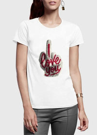 I Love You Half Sleeves Women Black,White T-shirt - Snagva