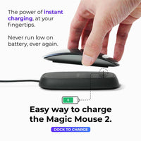 Close-up of the Ascrono Magic Mouse 2 Charger showing the mouse on the charging dock.