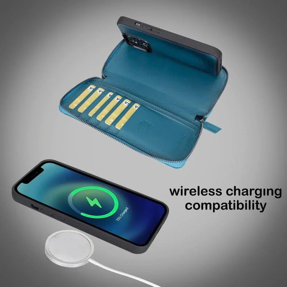 Detachable Leather Zipper Wallet Cases for Apple iPhone 13 Series - Snagva