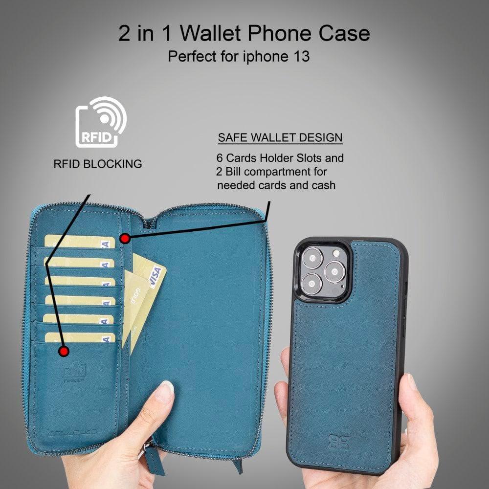 Detachable Leather Zipper Wallet Cases for Apple iPhone 13 Series - Snagva