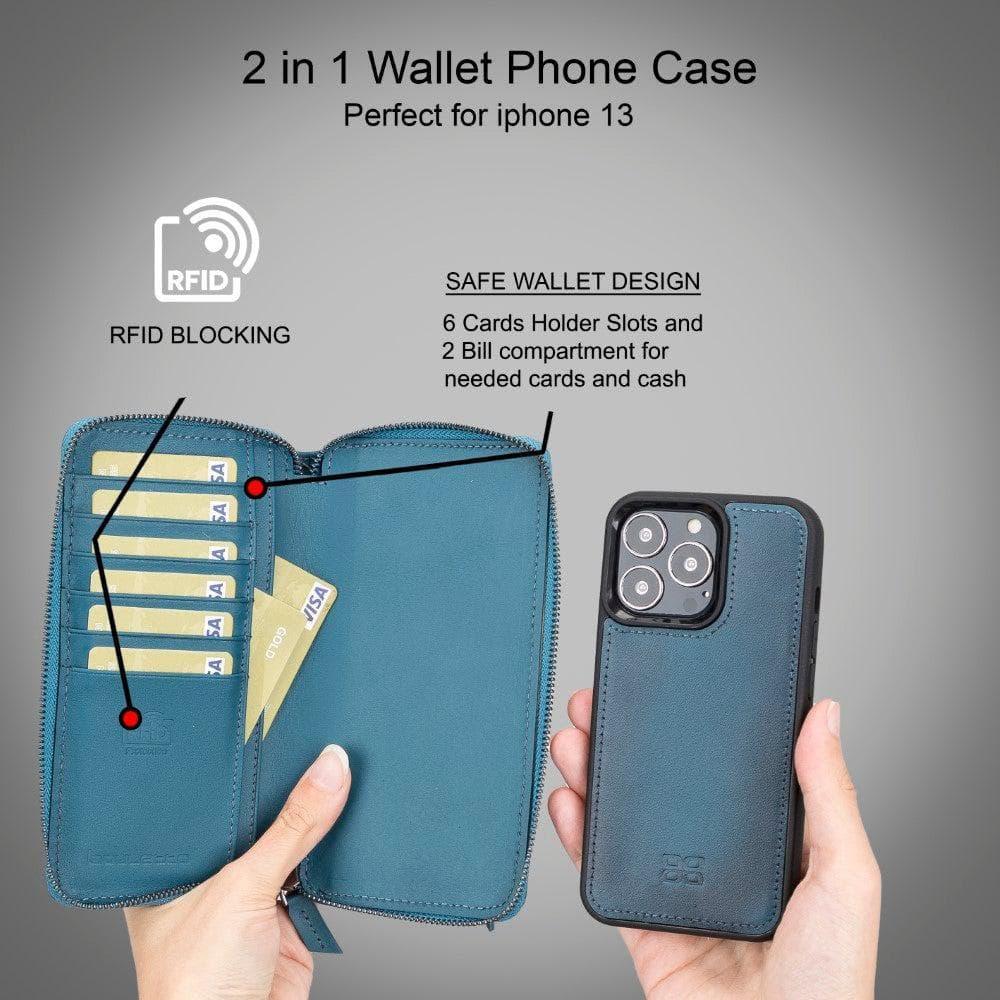Detachable Leather Zipper Wallet Cases for Apple iPhone 13 Series - Snagva
