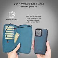 Detachable Leather Zipper Wallet Cases for Apple iPhone 13 Series - Snagva