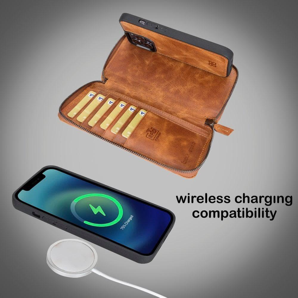 Detachable Leather Zipper Wallet Cases for Apple iPhone 13 Series - Snagva