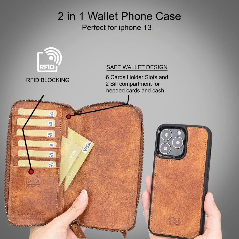 Detachable Leather Zipper Wallet Cases for Apple iPhone 13 Series - Snagva