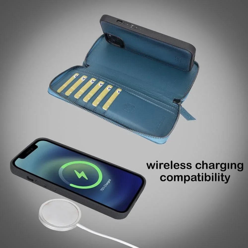 Detachable Leather Zipper Wallet Cases for Apple iPhone 13 Series - Snagva
