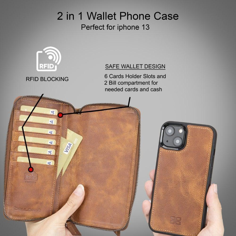 Detachable Leather Zipper Wallet Cases for Apple iPhone 13 Series - Snagva