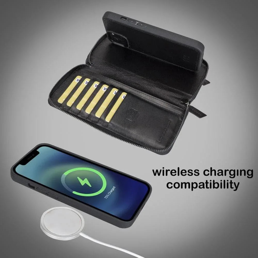 Detachable Leather Zipper Wallet Cases for Apple iPhone 13 Series - Snagva