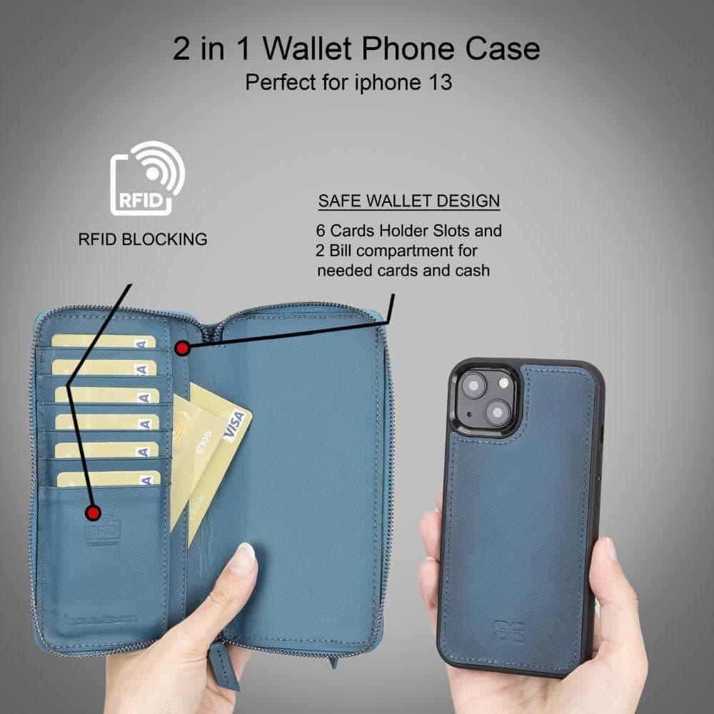 Detachable Leather Zipper Wallet Cases for Apple iPhone 13 Series - Snagva