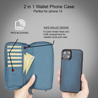 Detachable Leather Zipper Wallet Cases for Apple iPhone 13 Series - Snagva
