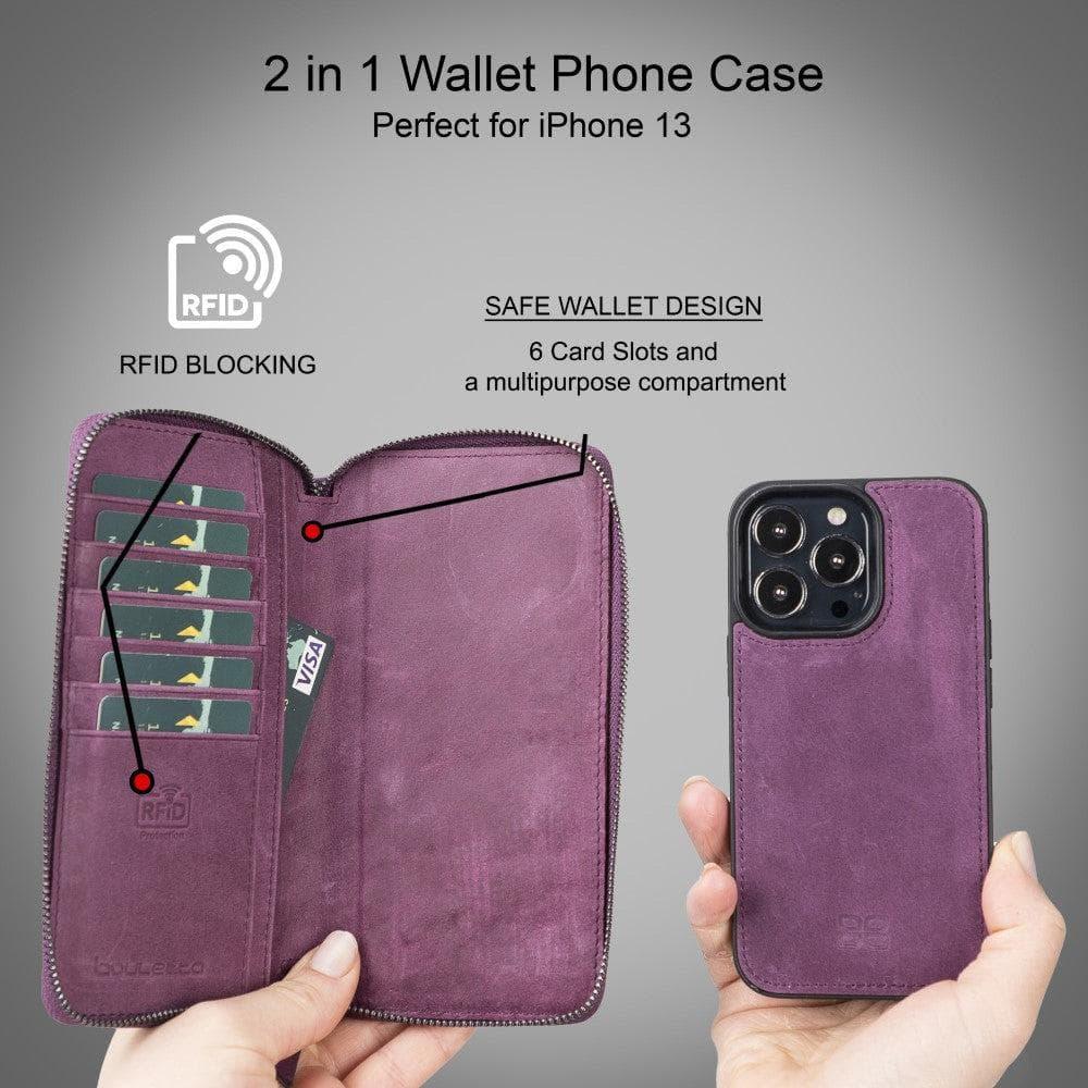 Detachable Leather Zipper Wallet Cases for Apple iPhone 13 Series - Snagva