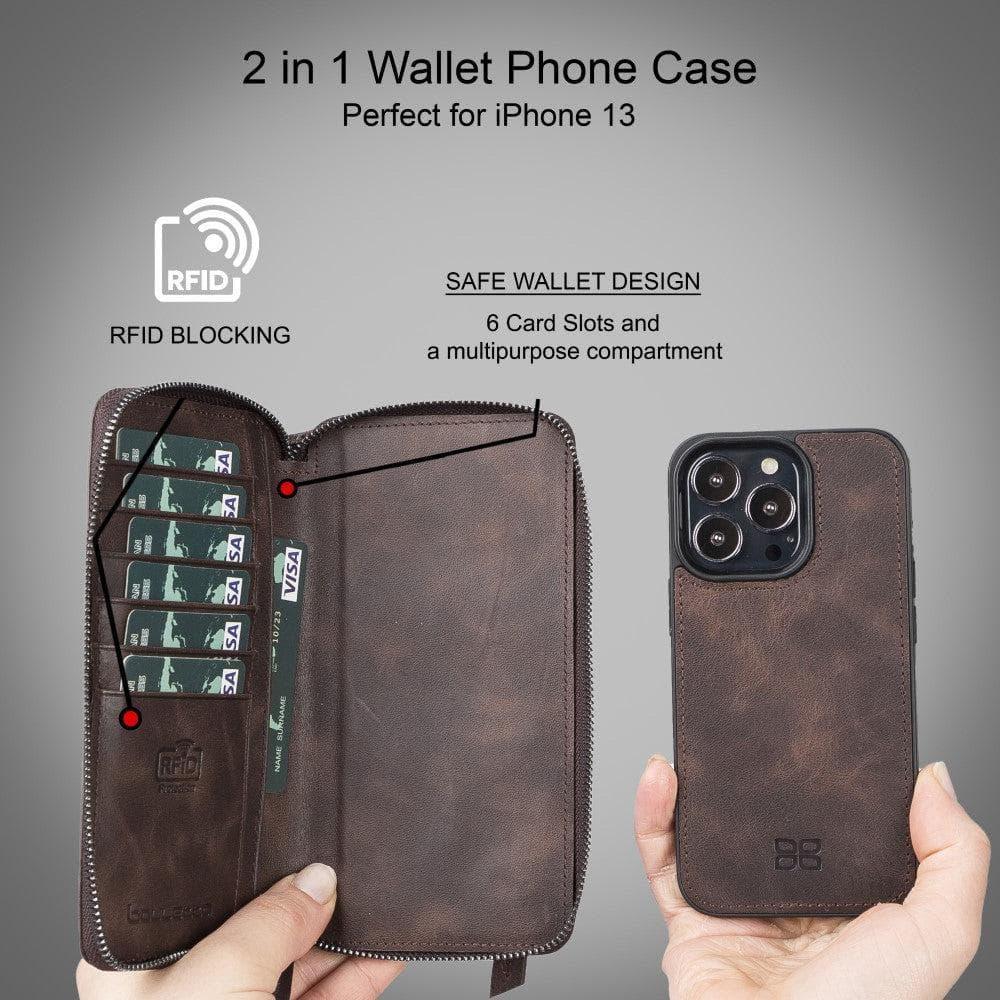 Detachable Leather Zipper Wallet Cases for Apple iPhone 13 Series - Snagva