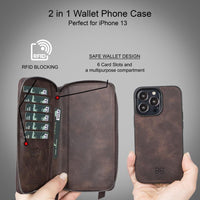 Detachable Leather Zipper Wallet Cases for Apple iPhone 13 Series - Snagva