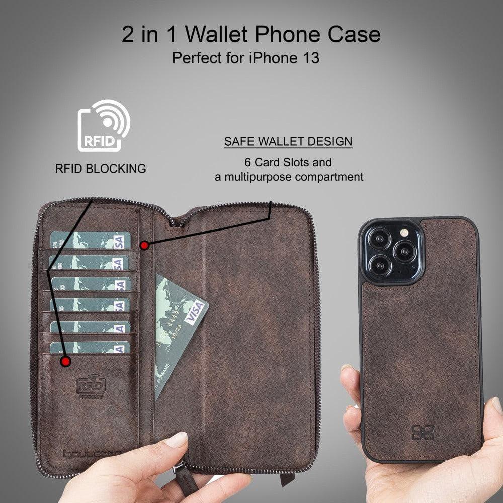 Detachable Leather Zipper Wallet Cases for Apple iPhone 13 Series - Snagva