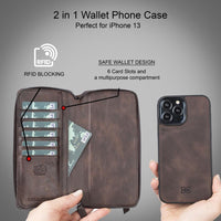 Detachable Leather Zipper Wallet Cases for Apple iPhone 13 Series - Snagva
