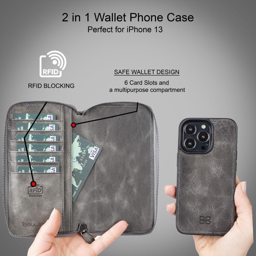 Detachable Leather Zipper Wallet Cases for Apple iPhone 13 Series - Snagva