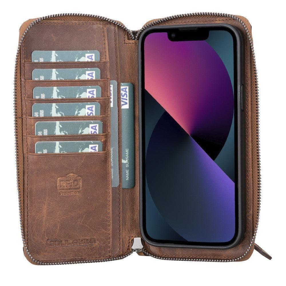 Detachable Leather Zipper Wallet Cases for Apple iPhone 13 Series - Snagva