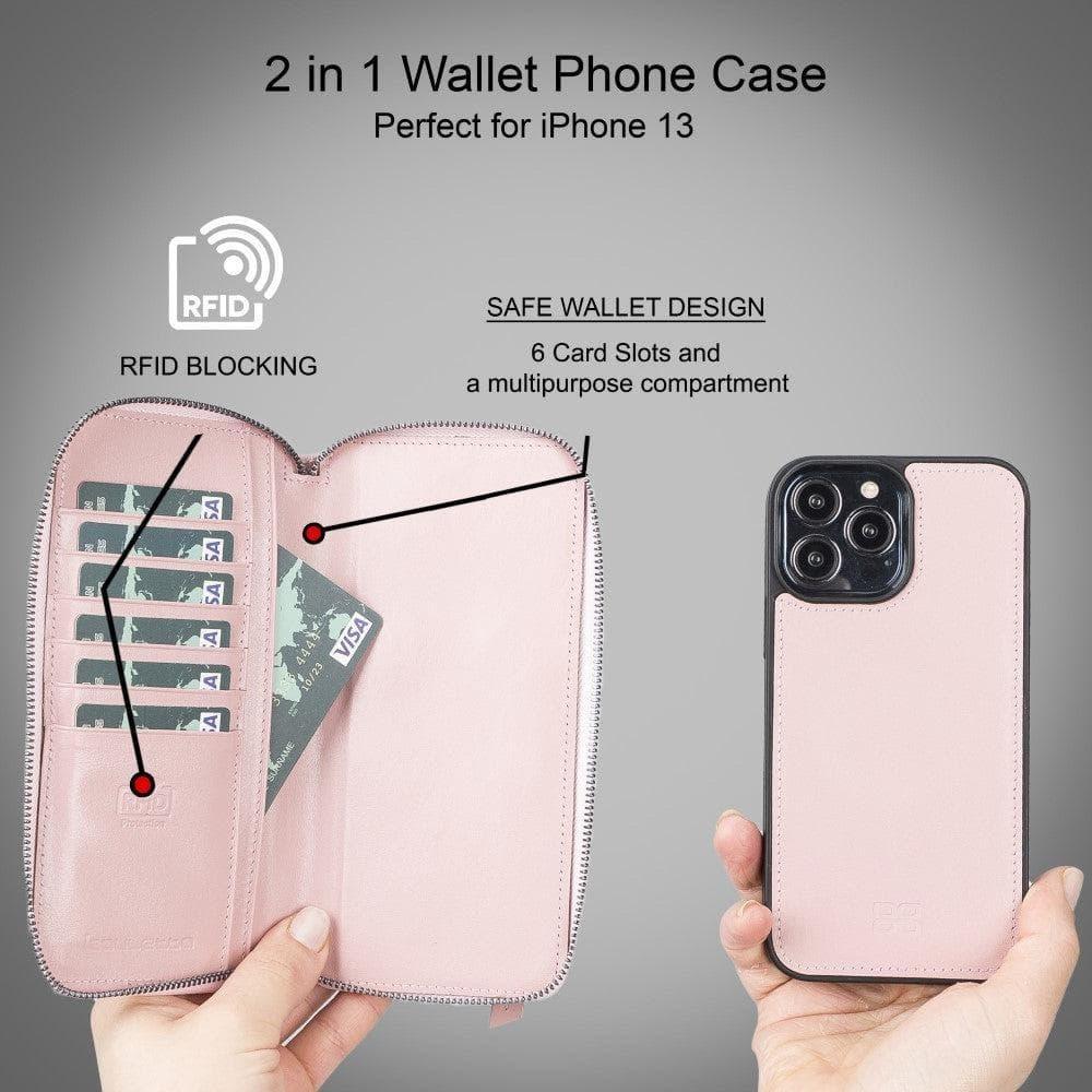 Detachable Leather Zipper Wallet Cases for Apple iPhone 13 Series - Snagva