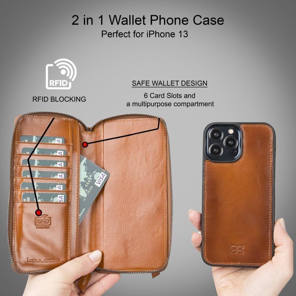 Detachable Leather Zipper Wallet Cases for Apple iPhone 13 Series - Snagva